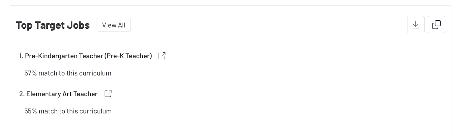 Screenshot of the Top Target Jobs module in the Insights Tab