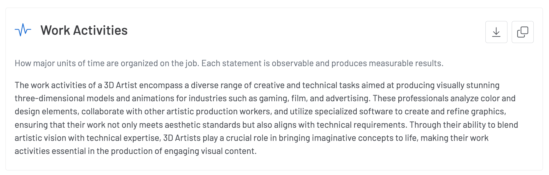 Work Activities summary section in the Insights Tab.