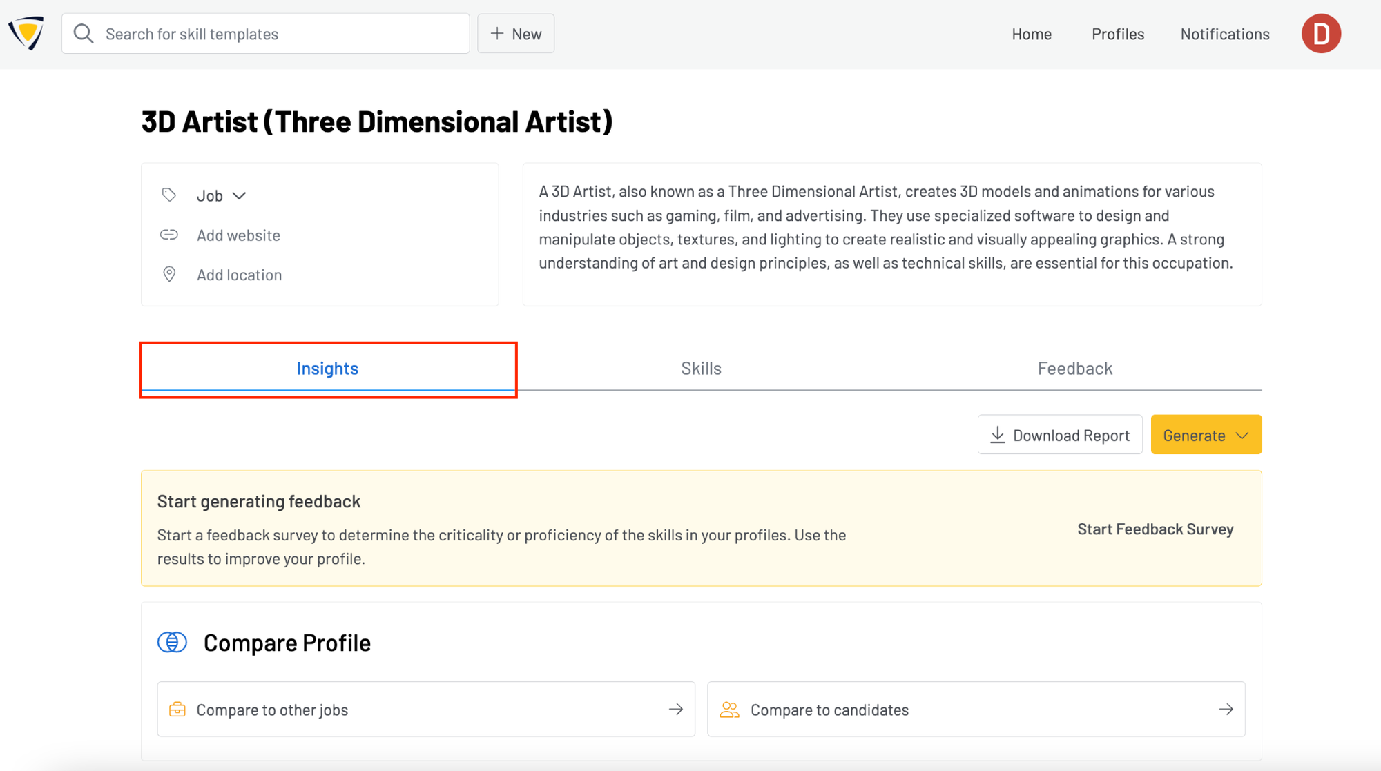 Screenshot of a profile with a red box highlighting where to click to access the Insights Tab