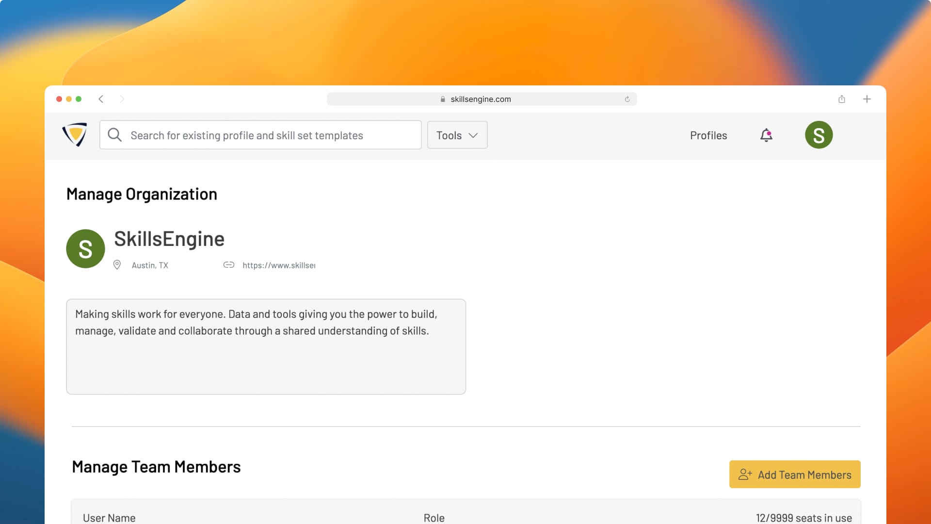 Managing an Organization on SkillsEngine